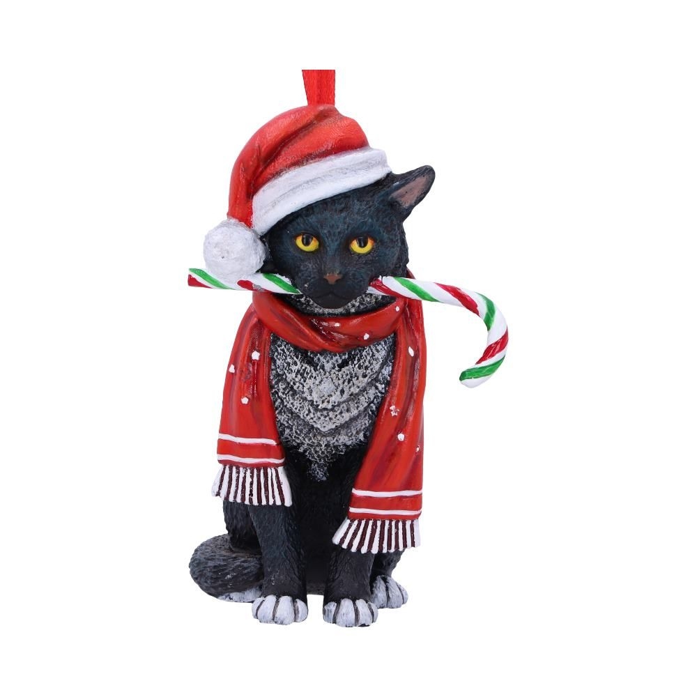 Nemesis Now - Candy Cane Cat Weihnachtskugel - Mehrfarben